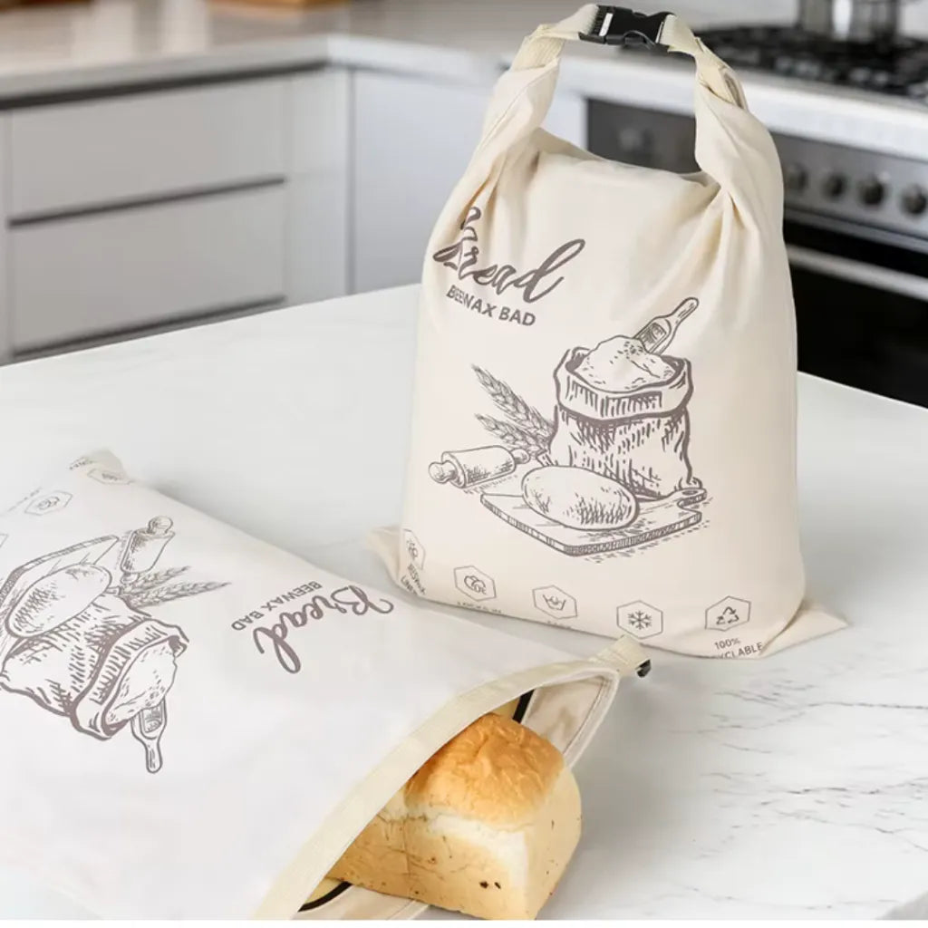 Sac à pain en cire d'abeille biologique – 100 % coton