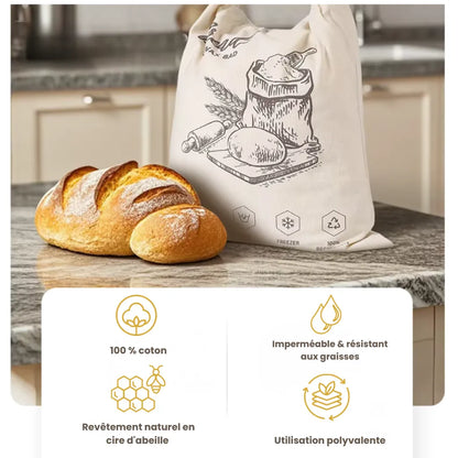 Sac à pain en cire d'abeille biologique – 100 % coton