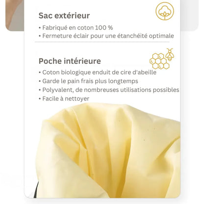 Sac à pain en cire d'abeille biologique – 100 % coton